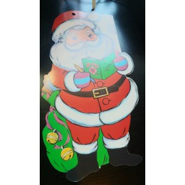 Vintage Christmas Cardboard DieCut  Cut Out Santa Clause H.M.S. INC Address book