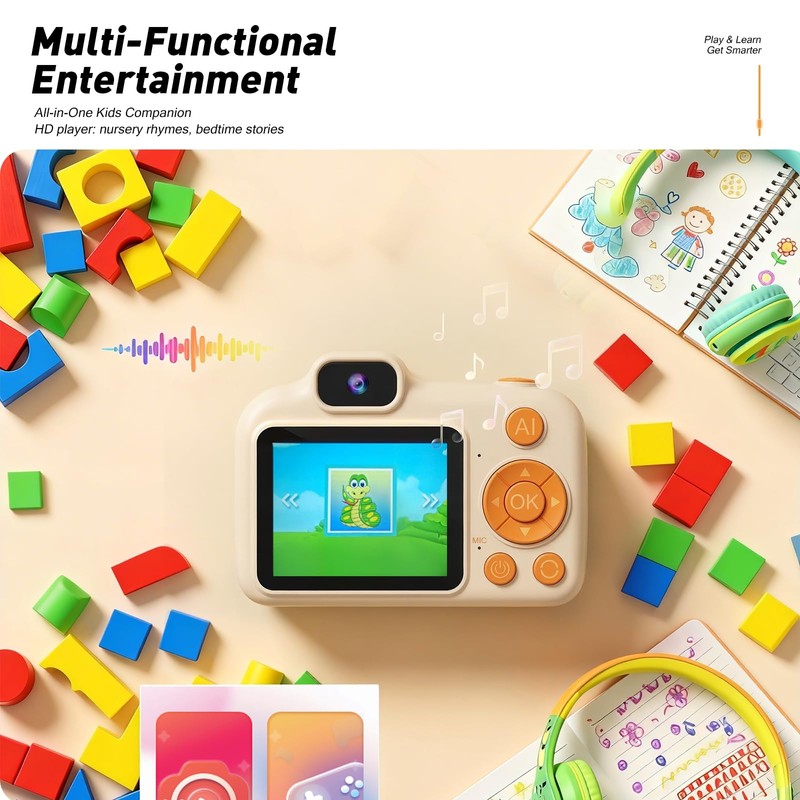 ARNSSIEN AI Kids Camera for Toddlers with AI Object Recognition,