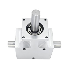 Tapered Bevel Gear Box, Gear Box 90 Degree Right Angle Bevel Gearbox 1:1 Double Output Shaft 1.25 Module 19 Teeth Bevel Gear Aluminum Frame for Simple Mechanical Module