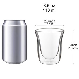 Youngever 3 Pack Espresso Cups, Double Wall Thermo Insulated Espresso Cups, Glass Coffee Cups, 3.5 Ounce