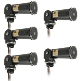 JAMHER 5 Pack 120-277V AC Photocell Light Sensor Light Control Sensor Button Switch IP65 Dusk to Dawn Sensor for Outdoor Lighting Photoelectric Switch with Automatic Illumination Detection Circuit