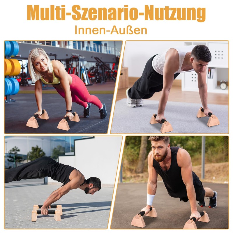 Cioquli 2 x push-up handles, 25 cm wooden handstand parallettes