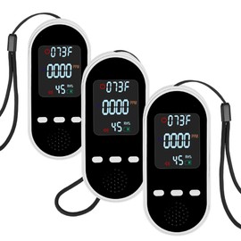 Portable Carbon Monoxide Detectors, Vzmcov 3 in 1 CO Alarm,Temperature,Humidity and Carbon Monoxide Value Easy to Use CO Detector,Built-in 1000mAh Battery, Indoor/Outdoor (1pack)