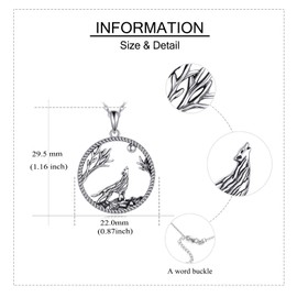 YAFEINI Wolf Necklace 925 Sterling Silver Viking Accessories Wolf Pendant Jewelry Gifts for Girls Women Men, Sterling Silver, not known