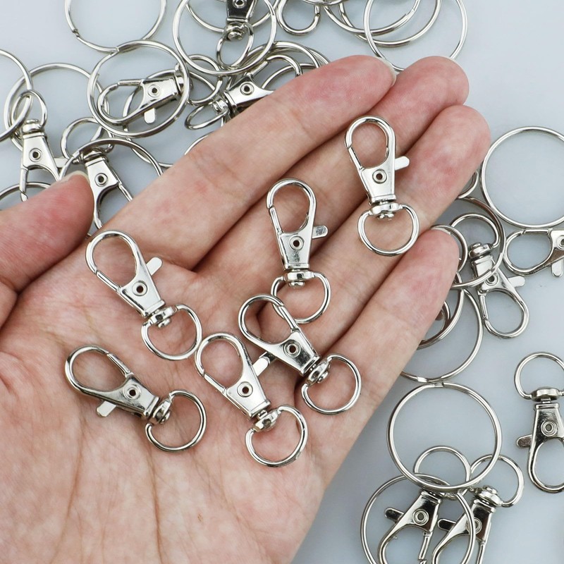 60 PCS Rotating Lobster Clasp Lanyard Spring Hook with Key