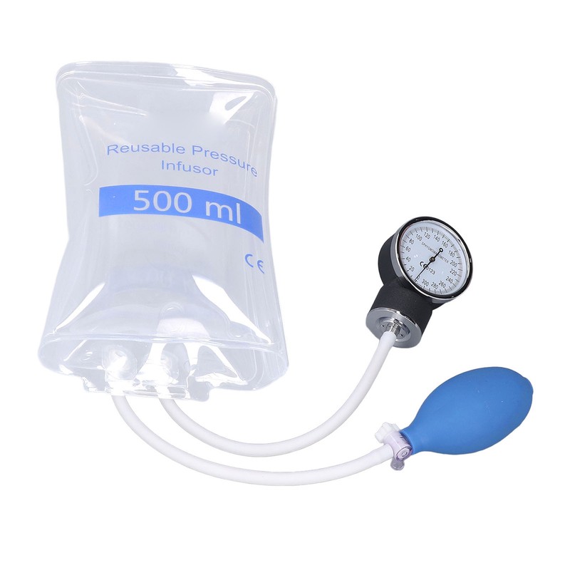 500ml Pressure Infuser Bag with Gauge and Pump Transparent Hospital