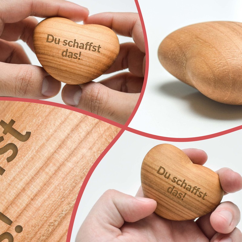 Worry Stone with Engraving - Wooden Heart with Engraving -