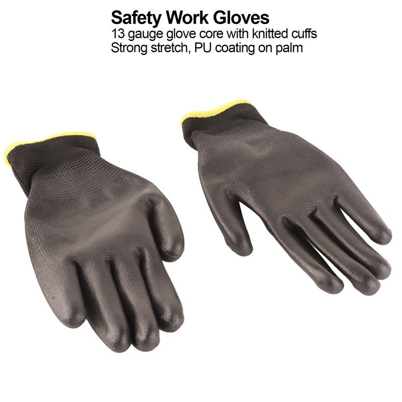 10 Pairs Safety Work Gloves PU Coated Static Proof Nylon