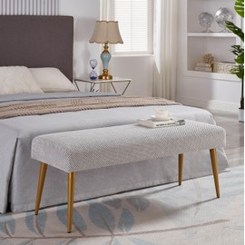 Ball & Cast Upholstered Bench Ottoman Entryway Bench Stool with Padded Seat, 44"W Grey