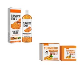 Turmeric Soap Bar Skin Care Set - Soap Bar with Face Toner, Dark Spot Remover for Even Skin Tone
