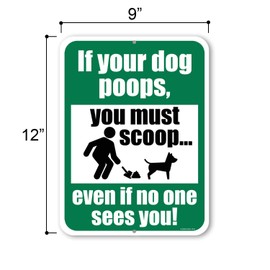 Honey Dew Gifts, Dog Poop Signs For Yard, If Your Dog Poops Please Scoop Yard Sign, 9 inch by 12 inch, Funny No Dog Poop Sign, Warning Poop Clean Sign, Clean Up After Your Dog Sign