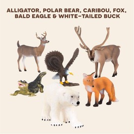 Terra by Battat – Figuras de Animales Salvajes – 6 Animales norteamericanos – Oso, águila, Zorro y más – Juguetes de Animales para niños – 3 años + – North American Animals