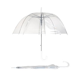 Parquet Clear Bubble Umbrella with Windproof Dome - Transparent Umbrella for Adults - Clear