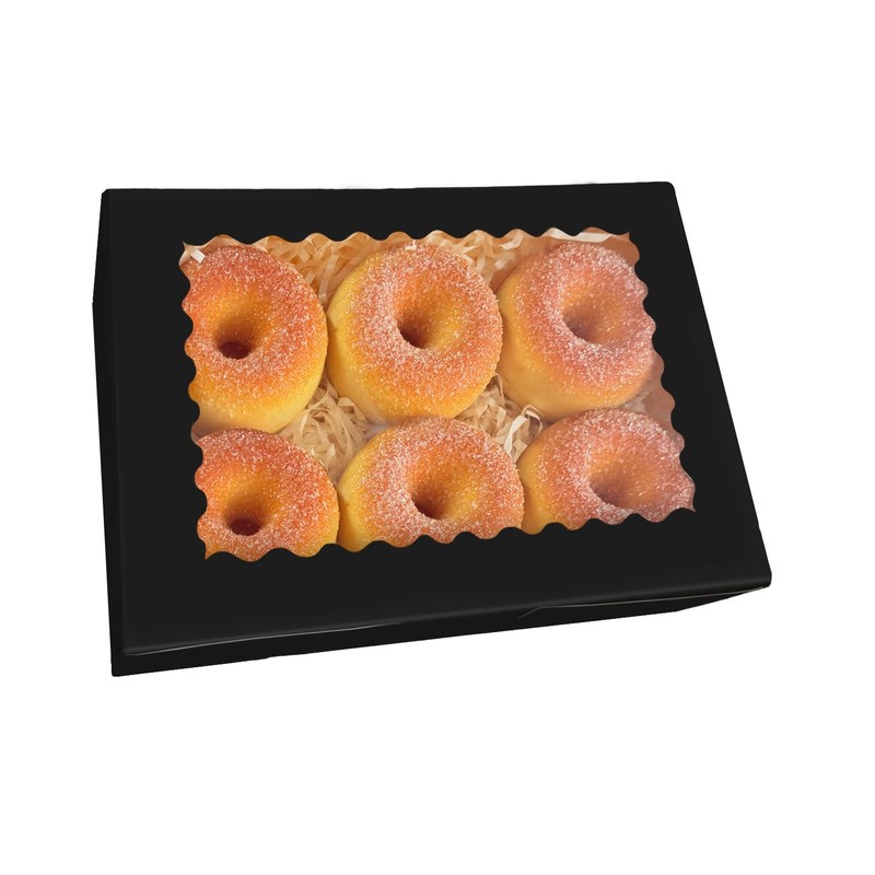 Gcardist 6Pcs Black Cookie Box with Window 22.9x15.2x6.4cm Pastry Macaron