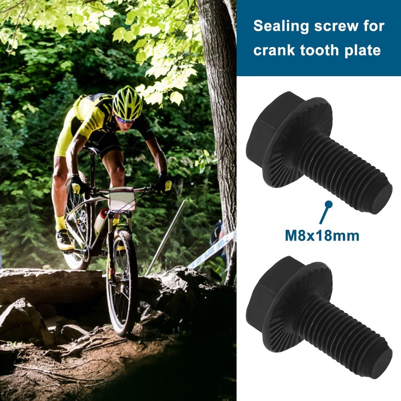 5pcs M8x18mm Black Crank Arm Bolts - Suitable for Mountain