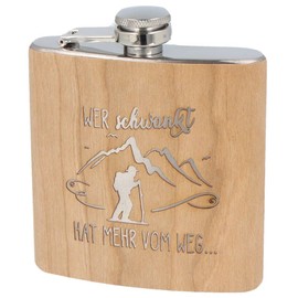 Spruchreif Stainless Steel Hip Flask with Engraving, Gift for Hiking, Outdoor