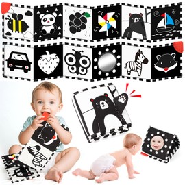 BBWOO Baby Contrast Book Black White Double-Sided Baby Fabric Book Soft Picture Book