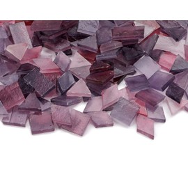 Lanyani 200 Mixed Color Glass Mosaic Tiles - 4 Shapes, Tiffany Stained Glass Pieces for Crafts, Purple