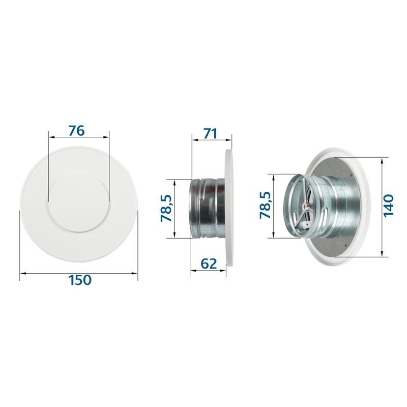 SYSTERM Ventilation Ventilation Plate Valve White Round Disc Valve Exhaust