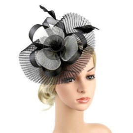 Fascinator Hat Women Girls Pillbox Hat with Hair Clip Harrschmuck Feather Party Hat Flowers Decoration Headpiece Vintage Wedding Hat Bridal Headband Elegant Women's Hat Church Cocktail Tea Party,