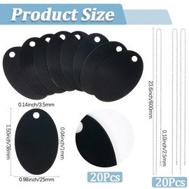 SUNNYCLUE 1 Box DIY 20 Sets Aluminum Stamping Tags 20Pcs Stamping Blank Tag with 20Pcs Stainless Steel Necklace Chain Pet Dog Metal Black Oval Aluminum Engraving Blanks for Jewellery Making Kits