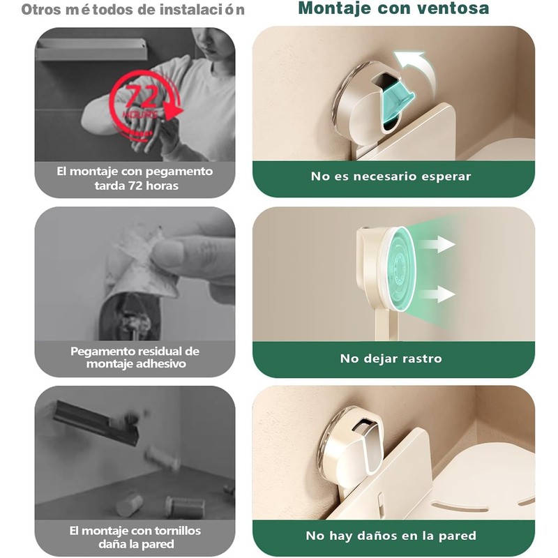 Repisa para Baño Esquinero Ventosa Antióxido Tofaney x2 Unidades Blanco