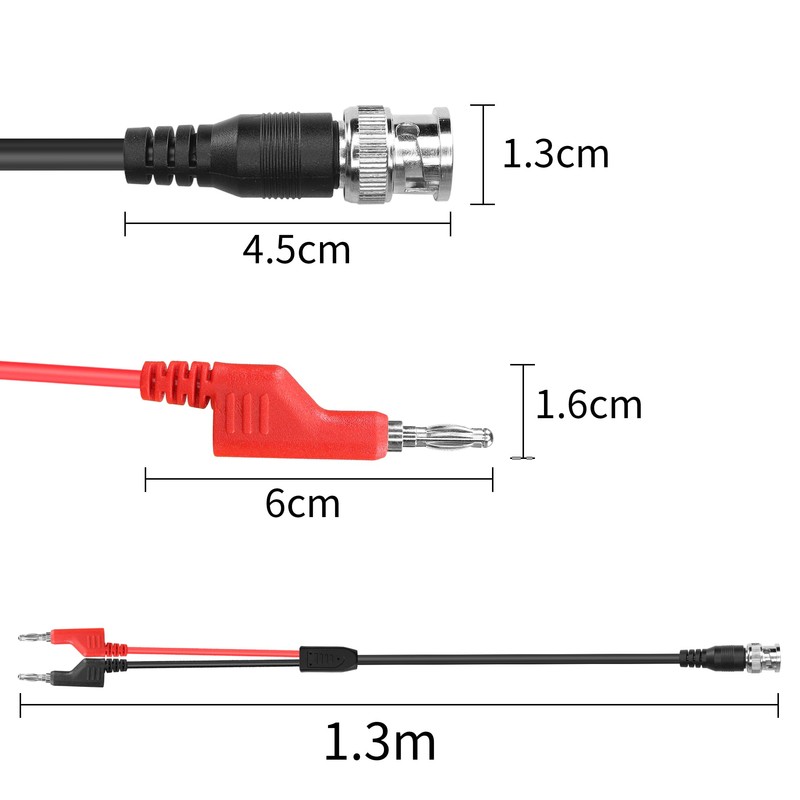 YACSEJAO BNC Test Leads 4.2FT/1.3M BNC to 4mm Stackable Banana