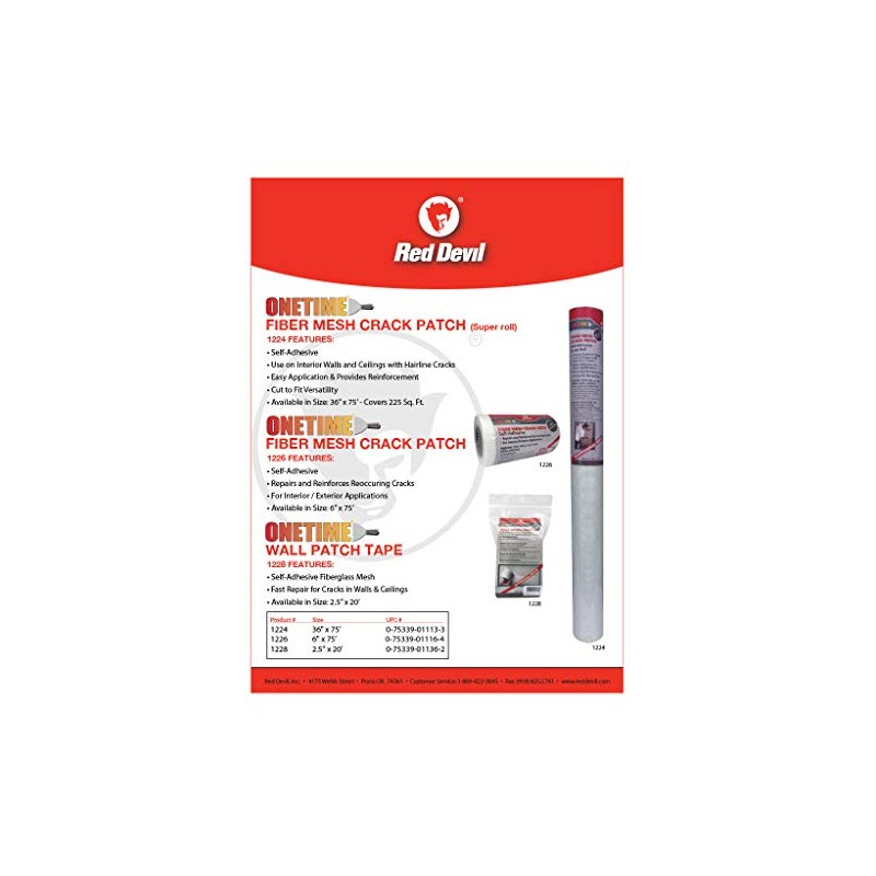 Red Devil 1228 Onetime 2.5" x 20' Wall Patch Tape