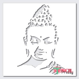 Gautama Buddha DIY Decorative Stencil Best Vinyl Large Stencils for Painting on Wood, Canvas, Wall, etc.-XL3 (16" x 24")| Ultra Thick Exhibit Grade White Color Material