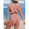 CUPSHE Women's Jumpsuit V-Neck Wrap Look Romper Flutter Sleeves Wide