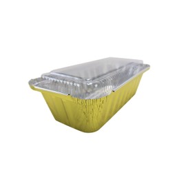 KitchenDance 1-1/2 Pound Disposable Colored Loaf Pans with Plastic Lids #1650P (Gold, 50)