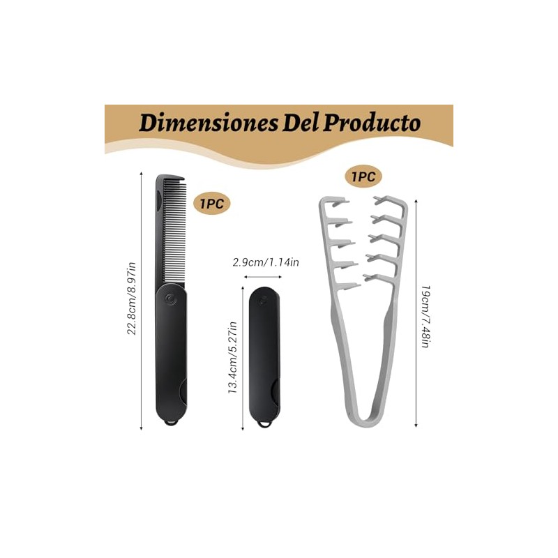 KEUF Peine Texturizador 2 piezas, para hombre y mujer, volumen