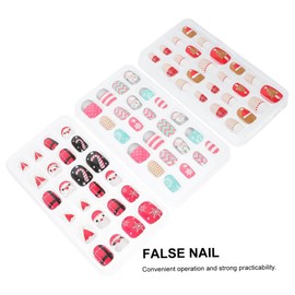 FOMIYES 144pcs False Nails Christmas False Fingernails Xmas Press on Feet Nail Tips Nativity Stickers for Holiday Full Christmas Manicure Stickers Abs