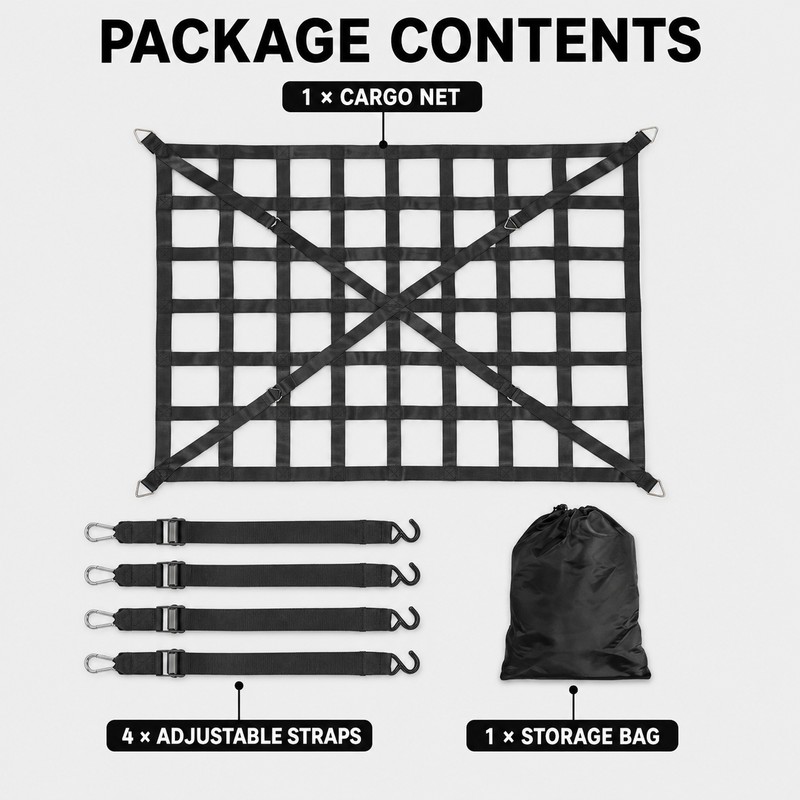 50 x 41.7-Inch Heavy-Duty Webbing Cargo Net with 4 Adjustable