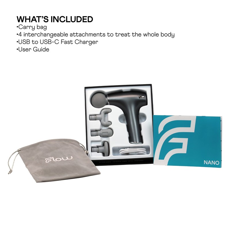 Flow Nano Handheld Massager & Heat Therapy Device – Gray