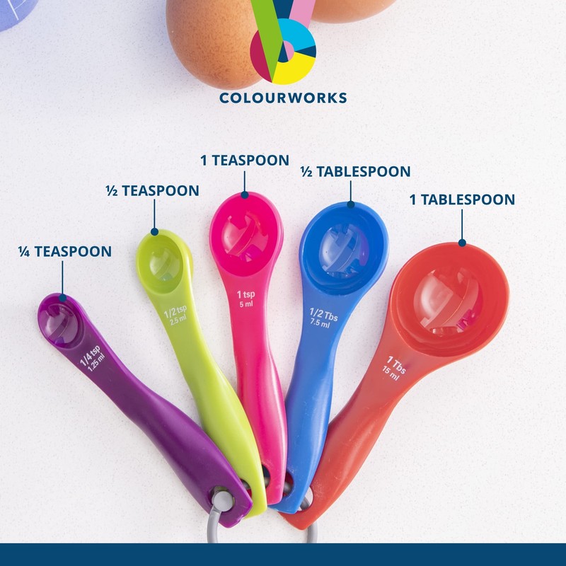 Colourworks Measuring Spoon Set, 5 Spoons for Measuring Food, Durable,