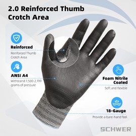 Schwer AIR-SKIN Cut Resistant Gloves AR5918 with Extreme Lightweight&Thin, Level 5 Wire Metal Gloves for Refined Work, Touch-screen, Fiberglass-free, 3D-Comfort Fit, Breathable, Black 2 Pairs (L)