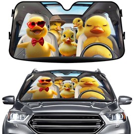 GENANY Cute Duck Group Windshield Sun Shade for Car SUV Truck (55x30 Inches), Sun Shade Windshield, Shades for Front Windows, Sunshade for Car Windshield, Protector Blocks UV