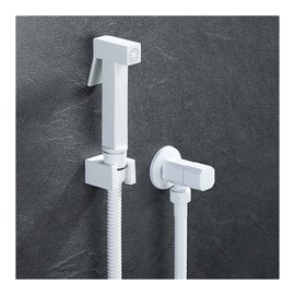 JMXD White Toilet Bathroom Bidet Set Cold Water Bidet Hand Shower Sprayer High Pressure Bidet Toilet Sprayer Brass Square Hand Bidet Sprayer Wall Mount Cloth Nappy Sprayer, A Type