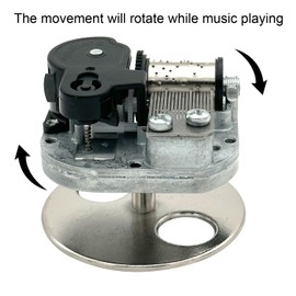 Pursuestar Over The Rainbow Rotating Wind Up Music Box, 18 Note Yunsheng Musical Mechanism Center Rotary Movement with Round Key for DIY Music Boxes