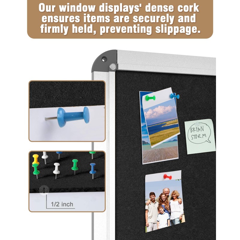 Mifuro 26"x20" Enclosed Bulletin Board, Lockable Weather-Resistant Aluminum Cork Noticeboard