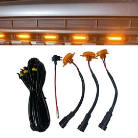3 Pcs Car Led Grille Lights,Amber Front Grille Lamps With Wiring Harness,Plug & Play,Fits For Raptor 2013-2018 Ram 150,Compatible With 2004-2019 Ford F150 F250 F350