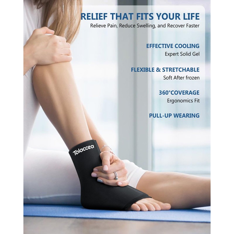 Ankle Foot Ice Pack Wrap for Injuries, Reusable Gel Ice
