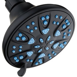 AquaDance Antimicrobial – Anti-Clog High-Pressure 6-Setting Head with Microban Nozzle Protection from Growth of Mold, Mildew & Bacteria for Stronger Shower 4", Aqua Blue Jets
