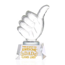 Ornalrist Gifts for Dad from Daughter Son K9 Crystal Trophy Award Keepsake, Father's Day Presents for Daddy Father Birthday Collectible Thumbs Up Ornaments
