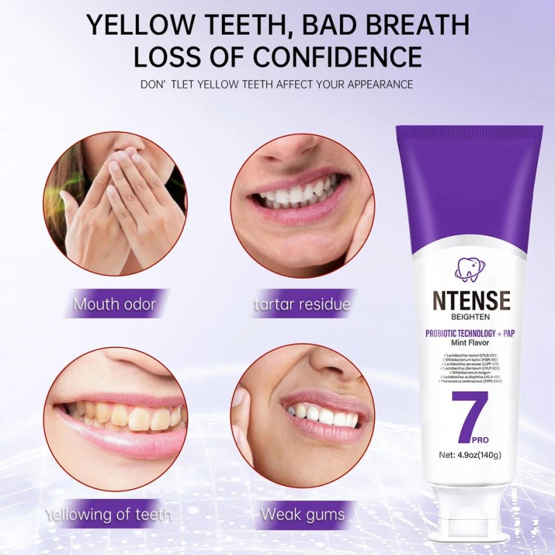 7-Pro Intensive Toothpaste.Upgrade Natural Whitening Mint for Deep Stain Remover
