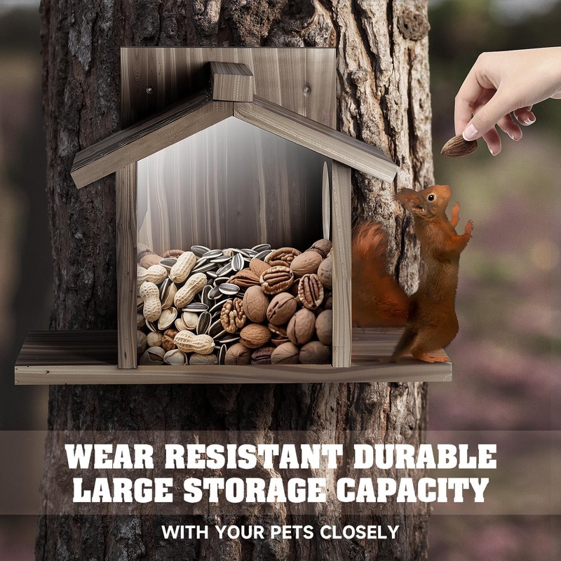 Gnodary Squirrel Feeders for Outside, Durable Squirrel House for Outdoor