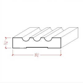 EWCA46 Fluted 3-1/2" Wide x 3/4" Casing. Unfinished Trim, Poplar, 42"
