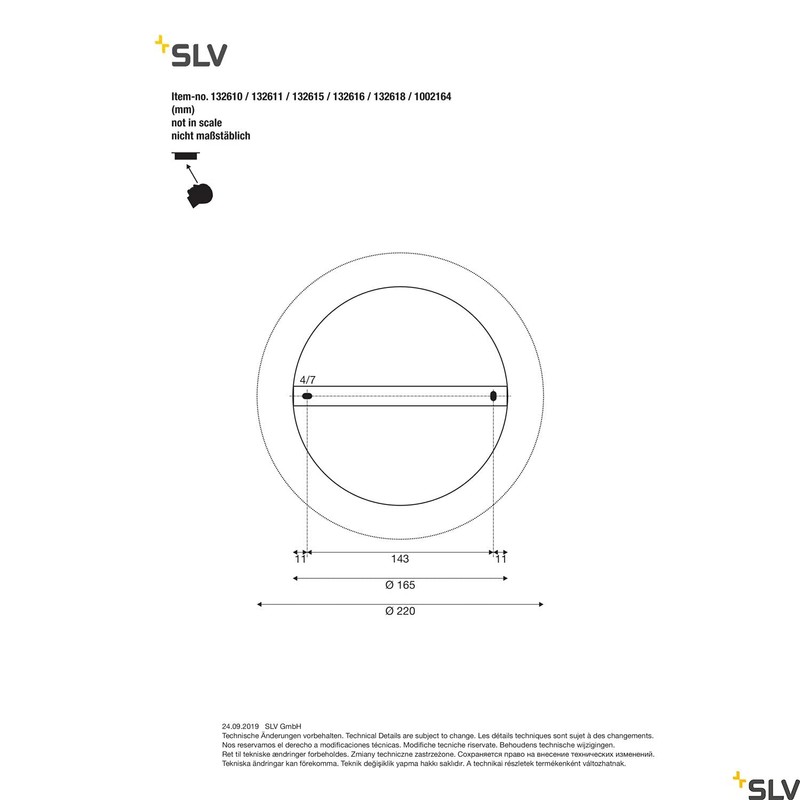 SLV Ceiling Rose Rosette Fitu 3, Round, with strain relief