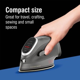 CHI Mini Steam Iron for Clothes, Sewing, Crafting and Travel with Titanium Infused Ceramic Soleplate, 1000 Watts, XL 10’ Cord, 3-Way Auto Shutoff, Portable, Vacation Essentials, Black (13120)